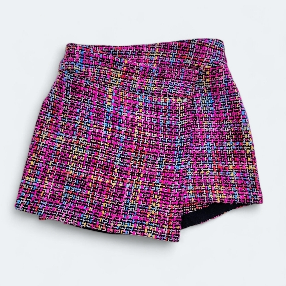 Blush Noir Bright Multicolor Tweed Women's Wrap Skirt Size Small
